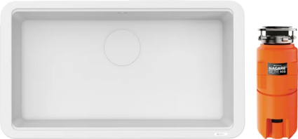 Комплект Мойка Omoikiri Tarento 83-WH белая + Измельчитель Nagare slim 900 матовая, прямоугольная