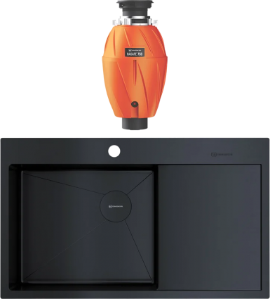 Комплект Мойка Omoikiri Akisame 86-L Side-GB графит + Измельчитель Nagare 750 брашированная, прямоугольная