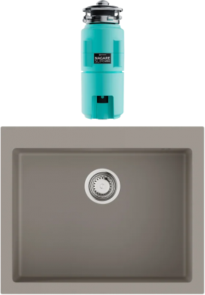 Комплект Мойка Omoikiri Bosen 61A-GR leningrad grey + Измельчитель Nagare slim 1250-AZ azur blue матовая, прямоугольная