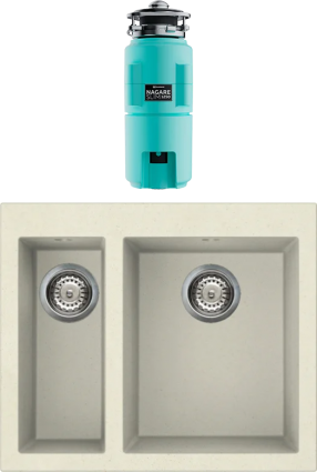 Комплект Мойка Omoikiri Bosen 59-2 BE ваниль + Измельчитель Nagare slim 1250-AZ azur blue матовая, прямоугольная