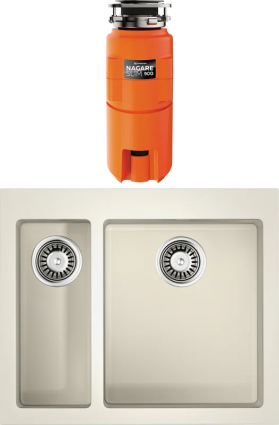 Комплект Мойка Omoikiri Bosen 59-2-WH белая + Измельчитель Nagare slim 900 матовая, прямоугольная