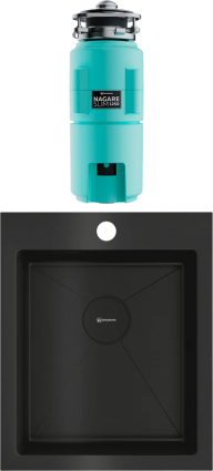 Комплект Мойка Omoikiri Akisame 41-GB графит + Измельчитель Nagare slim 1250-AZ azur blue брашированная, прямоугольная