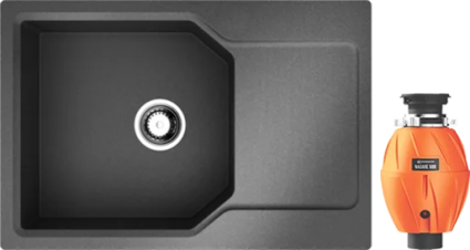 Комплект Мойка Omoikiri Yonaka 78-LB-BL черная + Измельчитель Nagare 500 матовая, прямоугольная