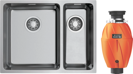 Комплект Мойка Omoikiri TADZAVA 58-2-U/IF L + Измельчитель Nagare 750 брашированная, прямоугольная