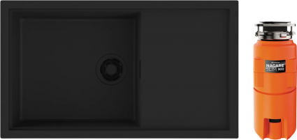 Комплект Мойка Omoikiri Sintesi 86-GB графит + Измельчитель Nagare slim 900 матовая, прямоугольная