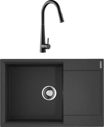 Комплект Мойка Omoikiri Daisen 78-LB черная + Смеситель Orange Steel M99-007b черный матовая, прямоугольная