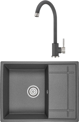 Комплект Мойка Granula 6501, графит + Смеситель ST-4031, графит, матовая, прямоугольная