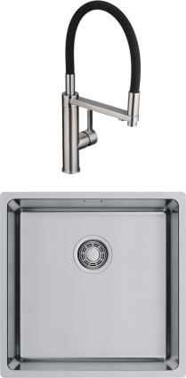 Комплект Мойка Omoikiri TADZAVA 44-U/I-IN ULTRA 15 нержавеющая сталь + Смеситель Swedbe Selene Plus 8640 черный, нержавеющая сталь, брашированная, квадратная