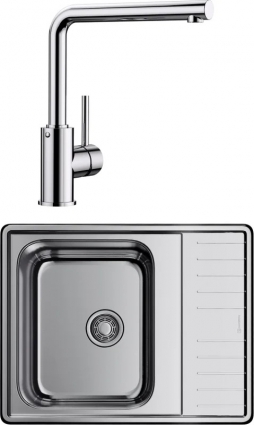 Комплект Мойка Omoikiri Sagami 63 + Смеситель Blanco Mila 524213 брашированная, прямоугольная