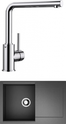 Комплект Мойка Omoikiri Daisen 78-BL черная + Смеситель Blanco Mila 524213 матовая, прямоугольная