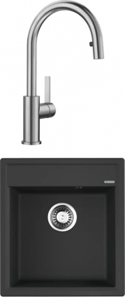 Комплект Мойка Omoikiri Daisen 46-BL черная + Смеситель Blanco Candor-S 523121 матовая, прямоугольная