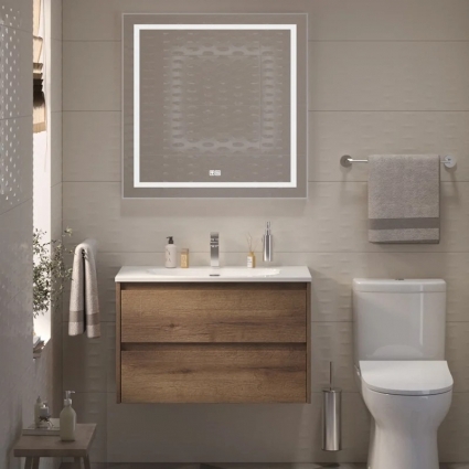 Мебель для ванной комнаты BelBagno Kraft 39 80 rovere tabacco, раковина BB-8099-3-80, подвесная, матовая