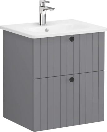 Тумба с раковиной VitrA Root Groove 60 серая, подвесная, матовая