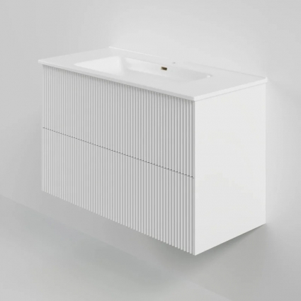 Тумба под раковину La Fenice TERRA Twin Bianco белая матовая 100 см подвесная, с доводчиками