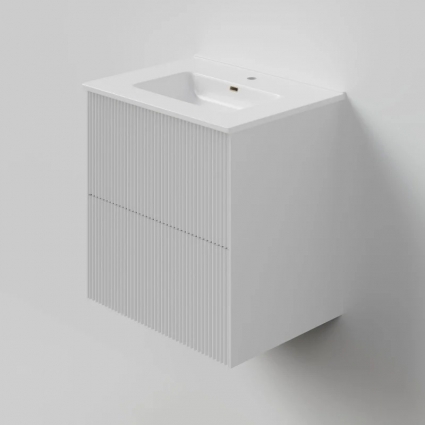 Тумба под раковину La Fenice TERRA Twin Bianco белая матовая 60 см подвесная, с доводчиками