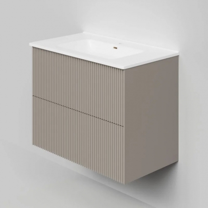 Тумба под раковину La Fenice TERRA Twin Cappuccino бежевая матовая 80 см подвесная, с доводчиками