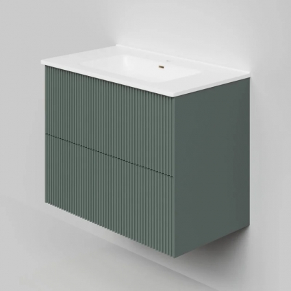 Тумба под раковину La Fenice TERRA Twin Grigio серо-зелёная матовая 80 см подвесная, с доводчиками