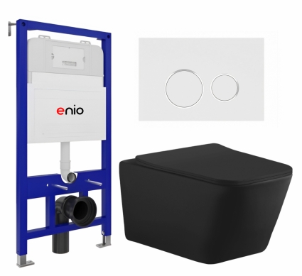 Комплект 3 в 1 инсталляция Enio Tecnico 52 EN8050052 + Унитаз подвесной Aquanet Tavr-W BW 287011 + кнопка белая, окантовка хром Rotondo