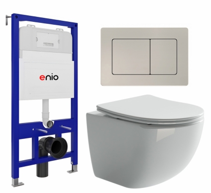 Комплект 3 в 1 инсталляция Enio Tecnico 52 EN8050052 + Унитаз подвесной Ceramica Nova Forma CN3009 + кнопка матовая нержавеющая сталь Quadro