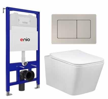 Комплект 3 в 1 инсталляция Enio Tecnico 52 EN8050052 + Унитаз Vincea Q-Line VT1-12 + кнопка матовая нержавеющая сталь Quadro