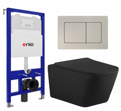 Комплект 3 в 1 инсталляция Enio Tecnico 52 EN8050052 + Унитаз подвесной Aquanet Tavr-W BW 287011 + кнопка матовая нержавеющая сталь Quadro