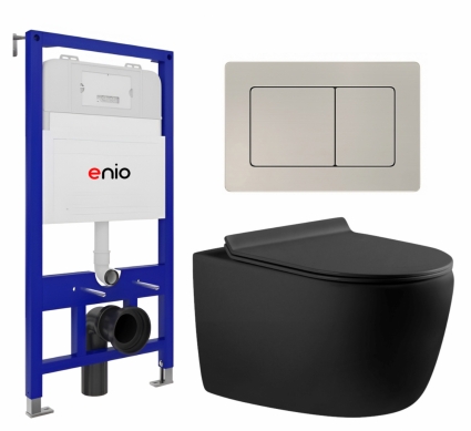 Комплект 3 в 1 инсталляция Enio Tecnico 52 EN8050052 + Унитаз подвесной Aquanet Cetus-BW 287008 + кнопка матовая нержавеющая сталь Quadro