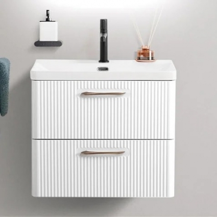 Тумба с раковиной BelBagno Due 60 bianco lucido, подвесная, глянцевая