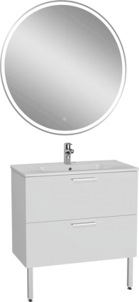 Мебель для ванной комнаты VitrA Mia 80 с 2 ящиками, белый глянец, подвесная, с доводчиками