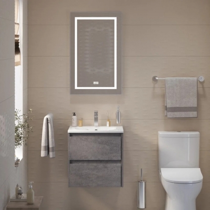 Мебель для ванной комнаты BelBagno Kraft 39 50 cemento grigio, раковина BB-8099-3-50, подвесная, матовая