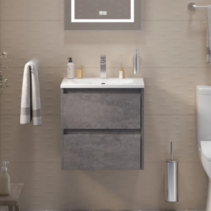 Тумба с раковиной BelBagno Kraft 39 50 cemento grigio, раковина BB-8099-3-50, подвесная, матовая