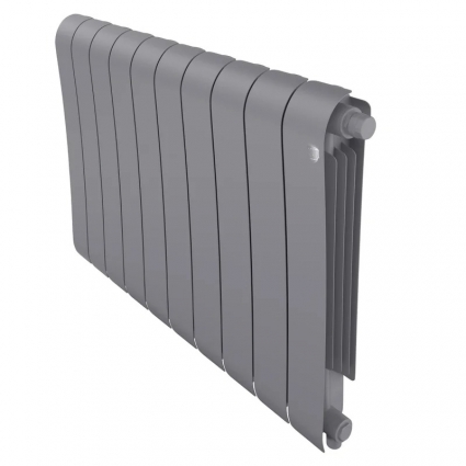 Радиатор биметаллический Royal Thermo Infinity 500 VR80 10 секций, нижнее подключение, silver satin, на площадь 18 кв.м., серебро