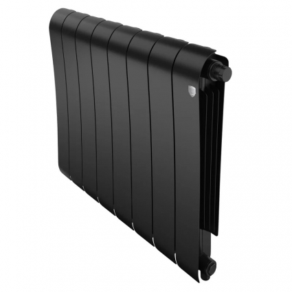 Радиатор биметаллический Royal Thermo Infinity 500 VR80 8 секций, нижнее подключение, noir sable, на площадь 15 кв.м., черный