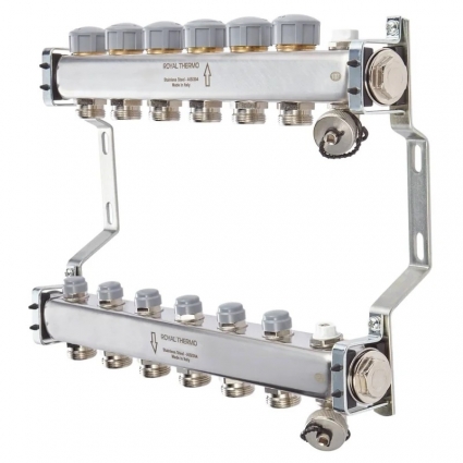 Коллектор Royal Thermo RTE 51.106 1" ВР-3/4" НР, 6 выходов, универсальный