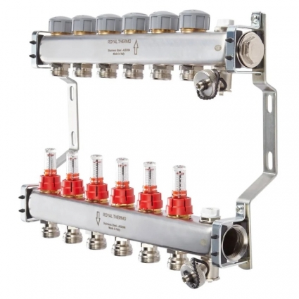 Коллектор Royal Thermo RTE 52.112 1" ВР-3/4" НР, 12 выходов, с расходомерами