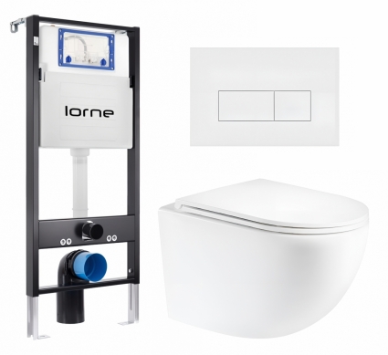 Комплект 3 в 1 инсталляция Lorne Profi LN7002500 + Унитаз подвесной Enio Unico Tornado 1.0 EN2105073 + кнопка белая матовая Rectangle