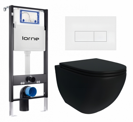 Комплект 3 в 1 инсталляция Lorne Profi LN7002500 + Унитаз подвесной Enio Unico BL EN4105055 + кнопка белая матовая Rectangle