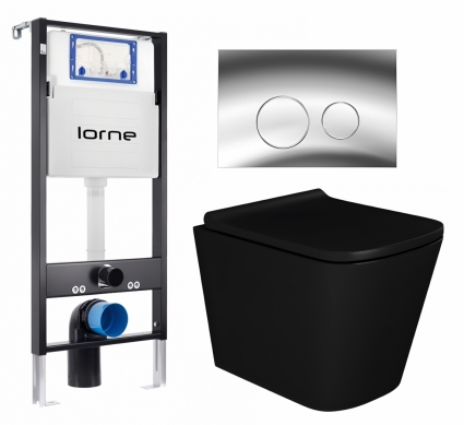 Комплект 3 в 1 инсталляция Lorne Profi LN7002500 + Унитаз подвесной Enio Binario BL EN4180225 + кнопка хром глянцевый Ronde