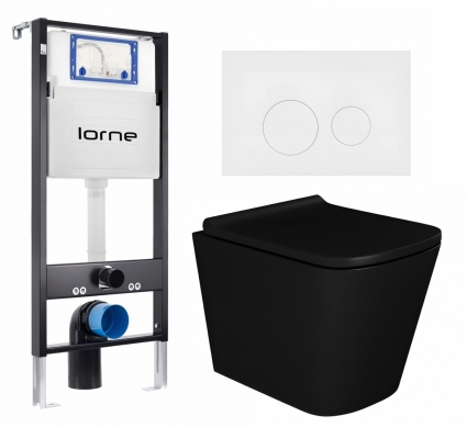 Комплект 3 в 1 инсталляция Lorne Profi LN7002500 + Унитаз подвесной Enio Binario BL EN4180225 + кнопка белая матовая Ronde