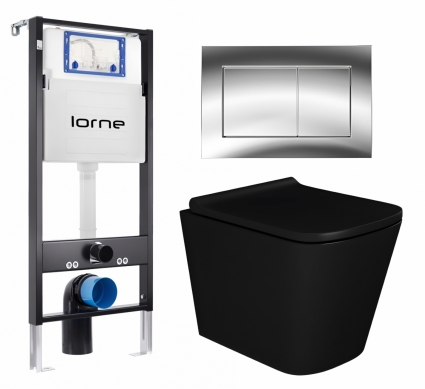 Комплект 3 в 1 инсталляция Lorne Profi LN7002500 + Унитаз подвесной Enio Binario BL EN4180225 + кнопка хром глянцевый Carre