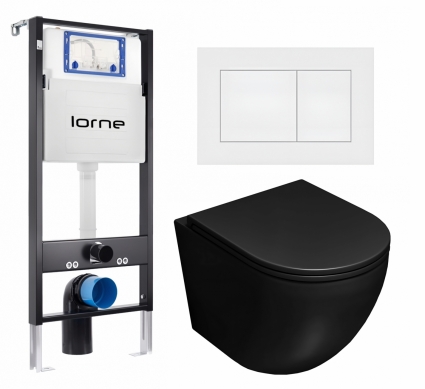 Комплект 3 в 1 инсталляция Lorne Profi LN7002500 + Унитаз подвесной Lorne Pilpao LN5007503 + кнопка белая матовая Carre