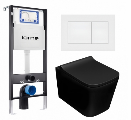 Комплект 3 в 1 инсталляция Lorne Profi LN7002500 + Унитаз подвесной Lorne Lambro LN5007507 + кнопка белая матовая Carre