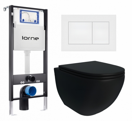 Комплект 3 в 1 инсталляция Lorne Profi LN7002500 + Унитаз подвесной Enio Unico BL EN4105055 + кнопка белая матовая Carre