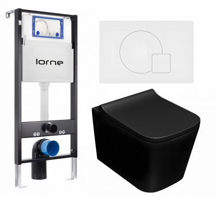 Комплект 3 в 1 инсталляция Lorne Profi LN7002500 + Унитаз подвесной Lorne Lambro LN5007507 + кнопка белая матовая Geometriq
