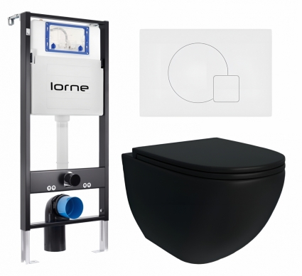 Комплект 3 в 1 инсталляция Lorne Profi LN7002500 + Унитаз подвесной Enio Unico BL EN4105055 + кнопка белая матовая Geometriq