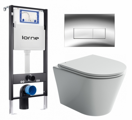 Комплект 3 в 1 инсталляция Lorne Profi LN7002500 + Унитаз подвесной Ceramica Nova Forma CN3011 + кнопка хром глянцевый Rectangle