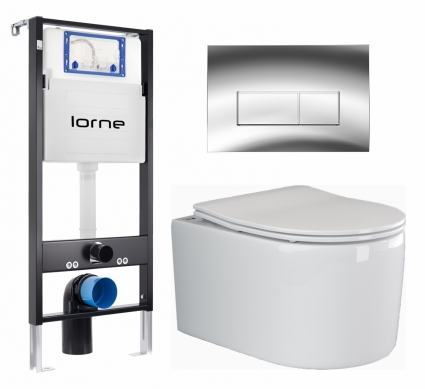 Комплект 3 в 1 инсталляция Lorne Profi LN7002500 + Унитаз подвесной Ceramica Nova Moments CN3003 + кнопка хром глянцевый Rectangle