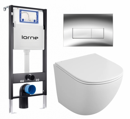 Комплект 3 в 1 инсталляция Lorne Profi LN7002500 + Унитаз подвесной Owl 1975 Vind TOWLT190302 + кнопка хром глянцевый Rectangle