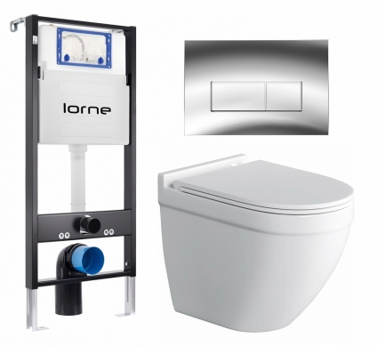 Комплект 3 в 1 инсталляция Lorne Profi LN7002500 +  Унитаз подвесной Owl 1975 Cirkel-H + кнопка хром глянцевый Rectangle