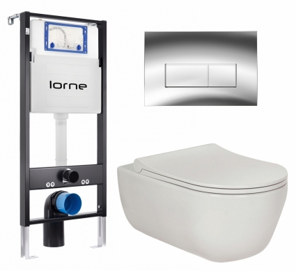Комплект 3 в 1 инсталляция Lorne Profi LN7002500 + Унитаз подвесной Berges Wasserhaus Ego XL 082118 + кнопка хром глянцевый Rectangle