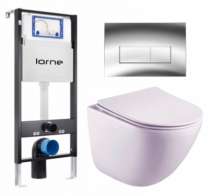 Комплект 3 в 1 инсталляция Lorne Profi LN7002500 + Унитаз подвесной Esbano Lotus ESUPLOTUW + кнопка хром глянцевый Rectangle